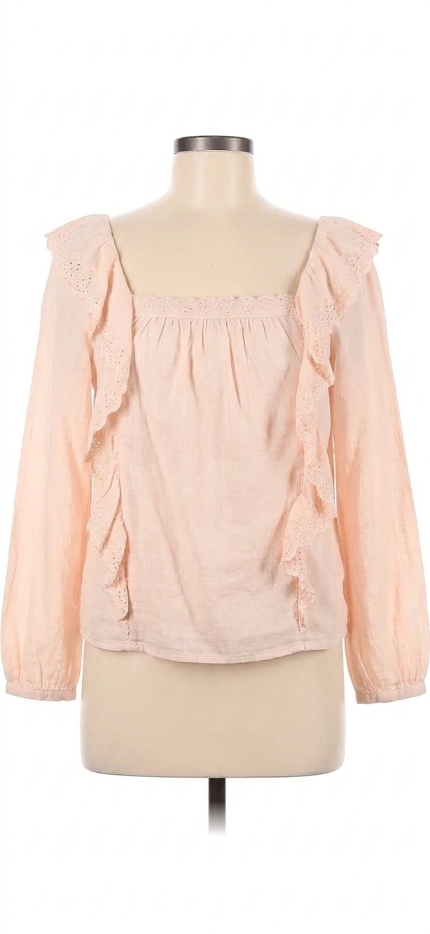 NEW PAIGE brylen squareneck eyelet ruffle top in peach blush